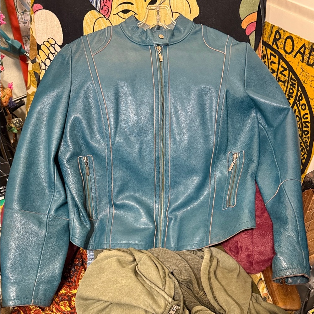 Women’s “Wilsons Leather” Teal Jacket XL